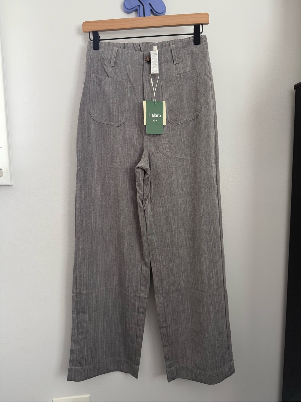 Halara Small NEW High Waist Straight Leg Relaxed Pants Office Work Grey Pockets